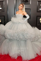 Ariana Grande grey tulle ballgown Cinderella Grammys 2020
