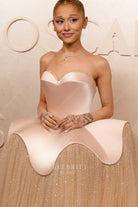 Ariana Grande sweetheart neck 2025 Oscars red carpet dress