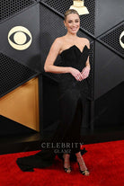 Arielle Vandenberg black prom dress Grammys red carpet 2024