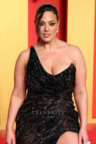Ashley Graham asymmetrical neckline prom dress 2024 Oscars after party
