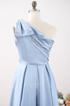 asymmetrical back mother of bride dress