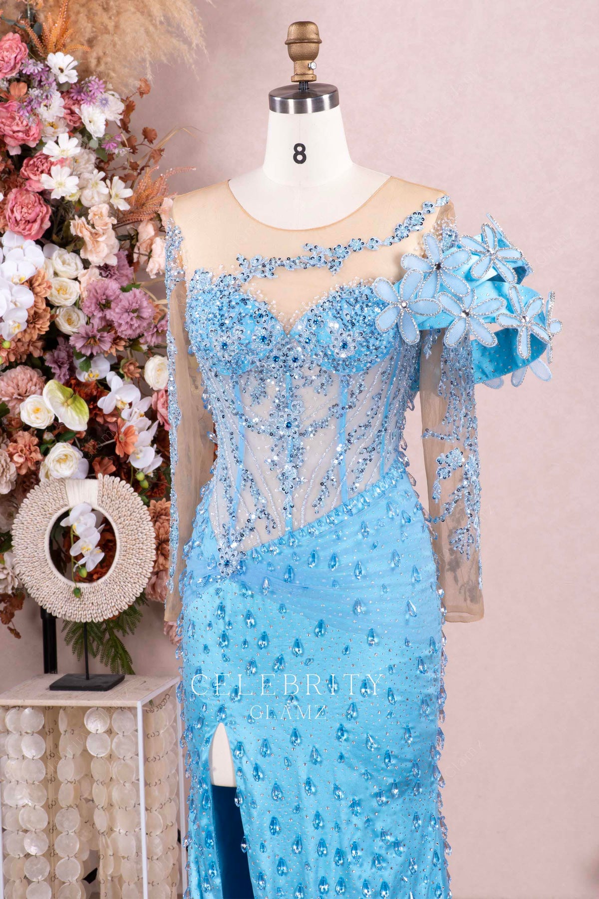 asymmetrical waistline luxury prom dress