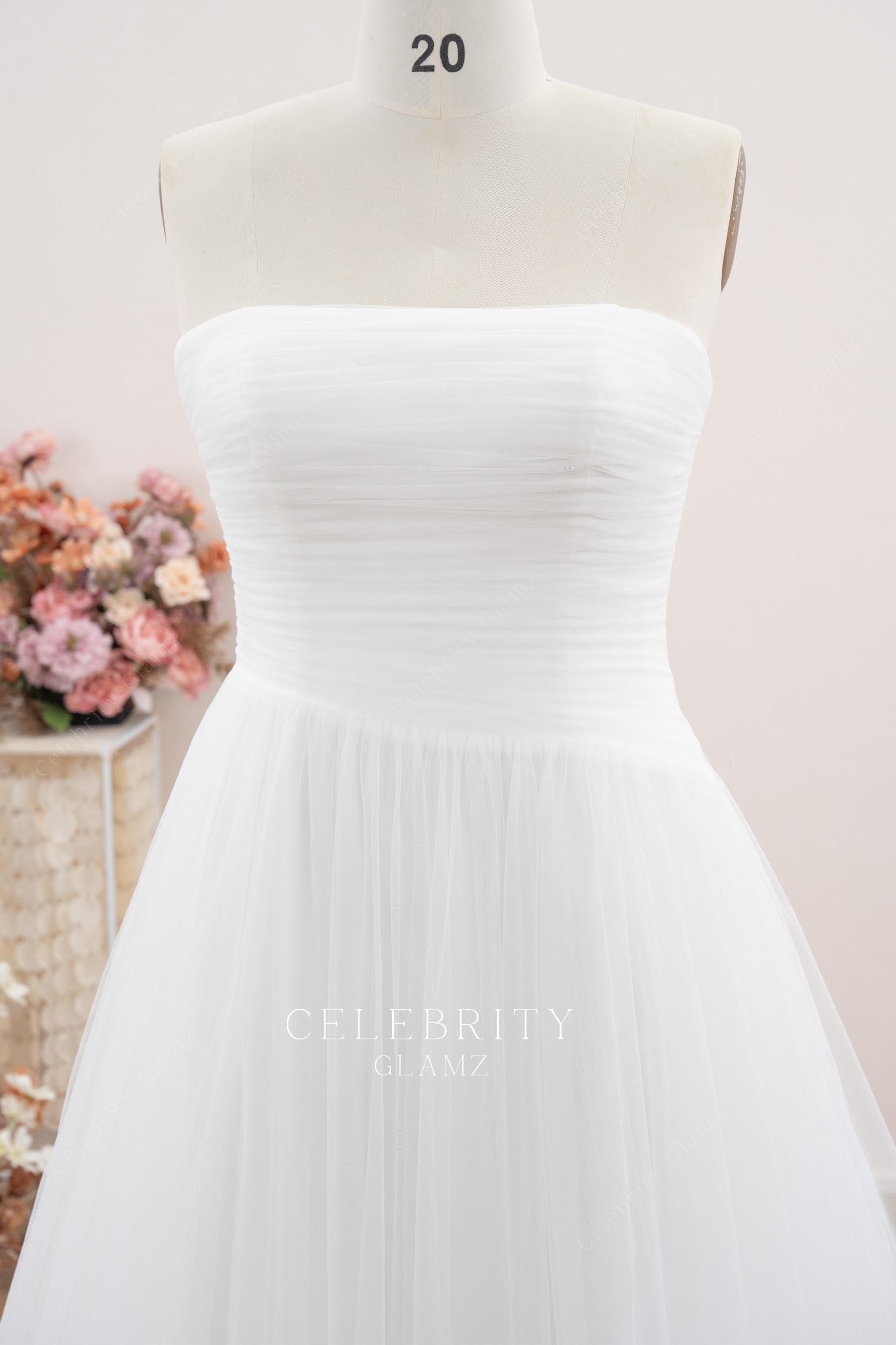 asymmetrical waistline wedding dress