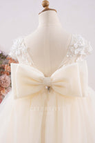 back bowknot flower girl dress