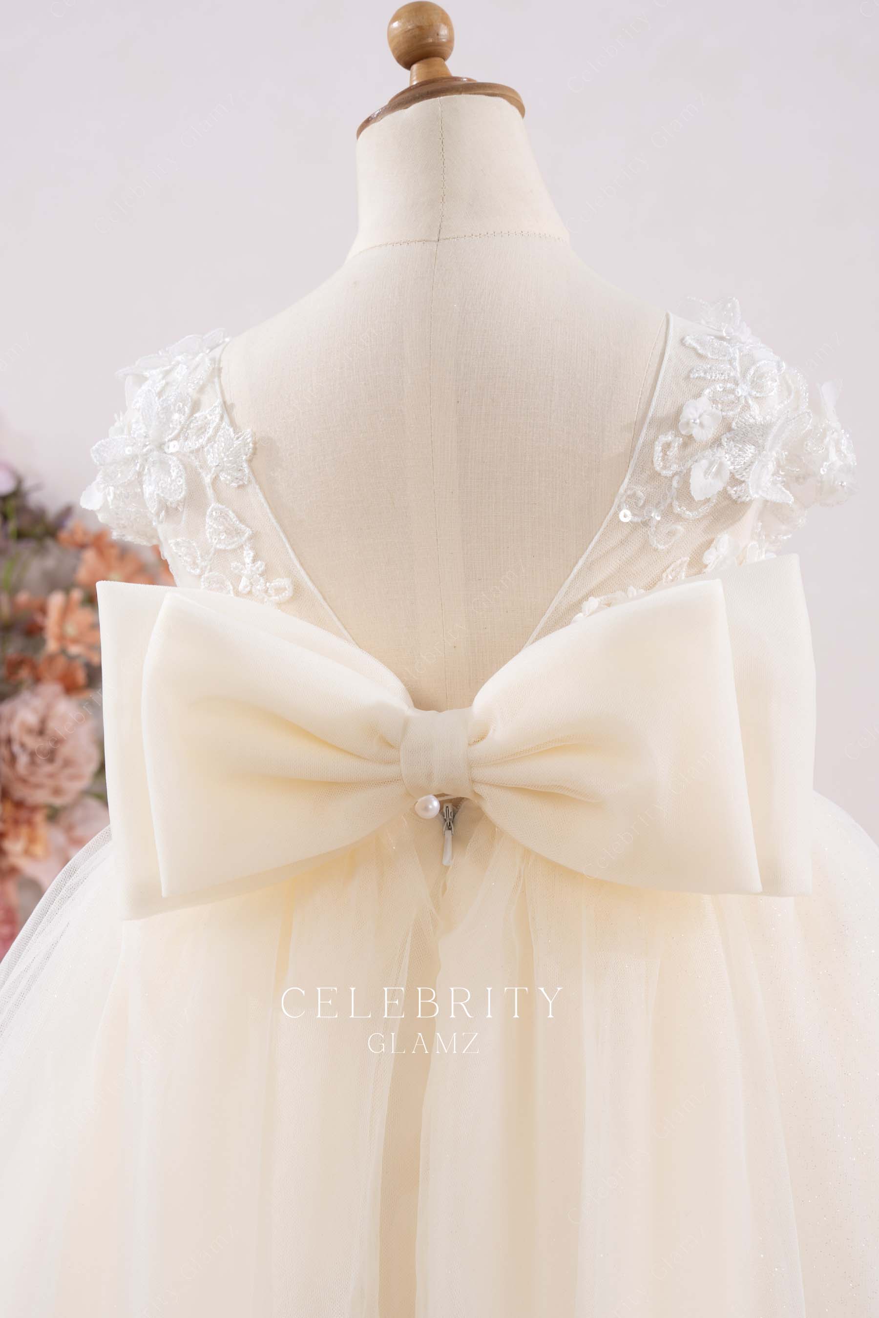 back bowknot flower girl dress