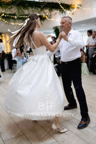 Barbara Palvin crisscross back dance dress
