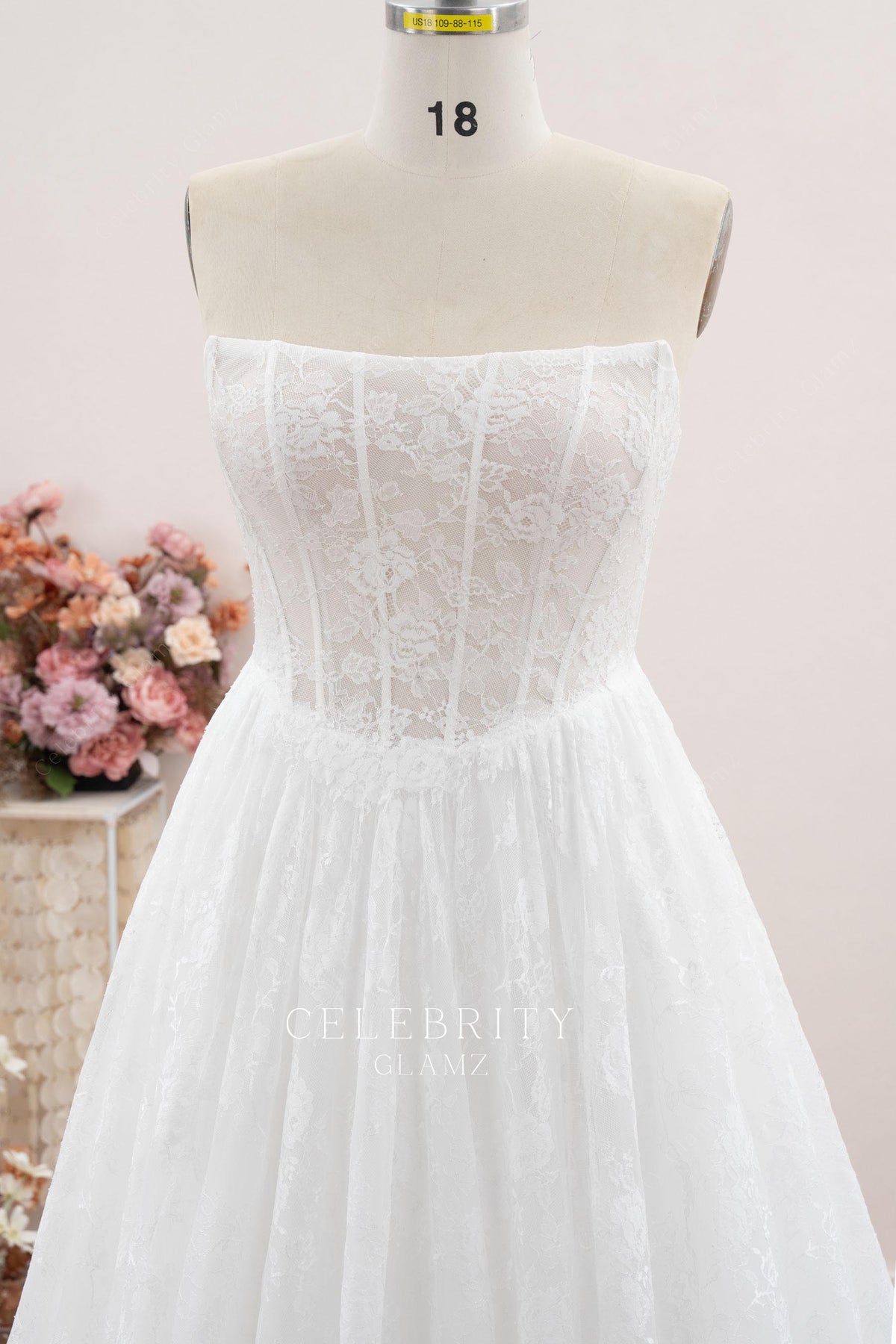 Basque waist a line bridal dress