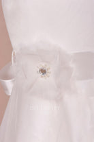 beaded 3d rose waistband flower girl dress