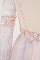 beaded lace appliques boho wedding dress
