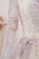 beaded lace illusion long sleeve wedding dress