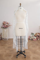 beaded lace white tulle bridal veil