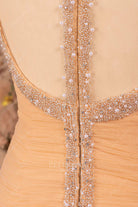 beaded pleated tulle wedding gown