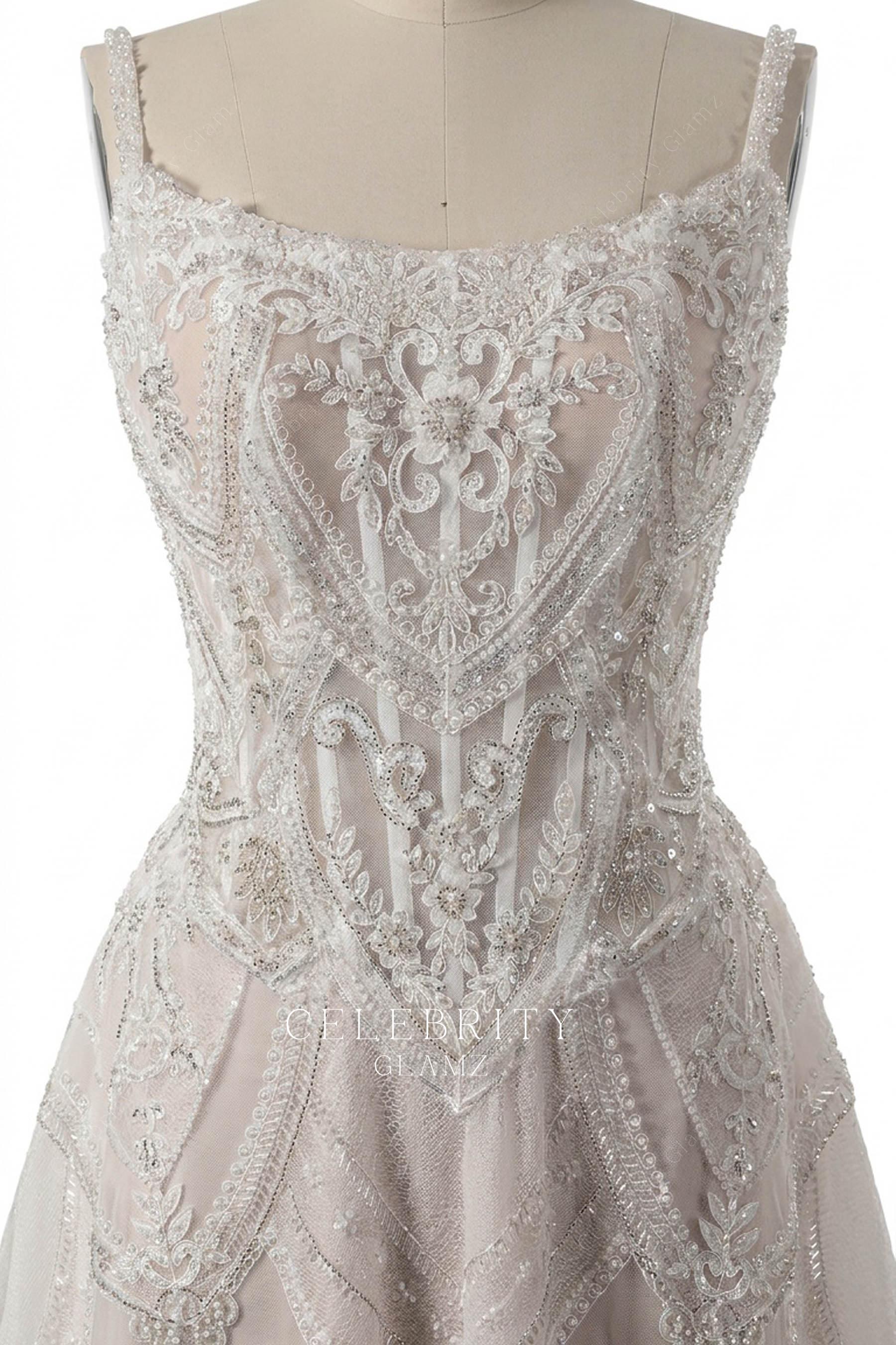 beaded straps visible boning wedding dress