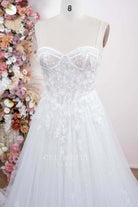 beaded straps wedding dress