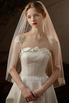beading edge bridal veil