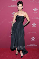 Bella Hadid black strapless 1950s dress