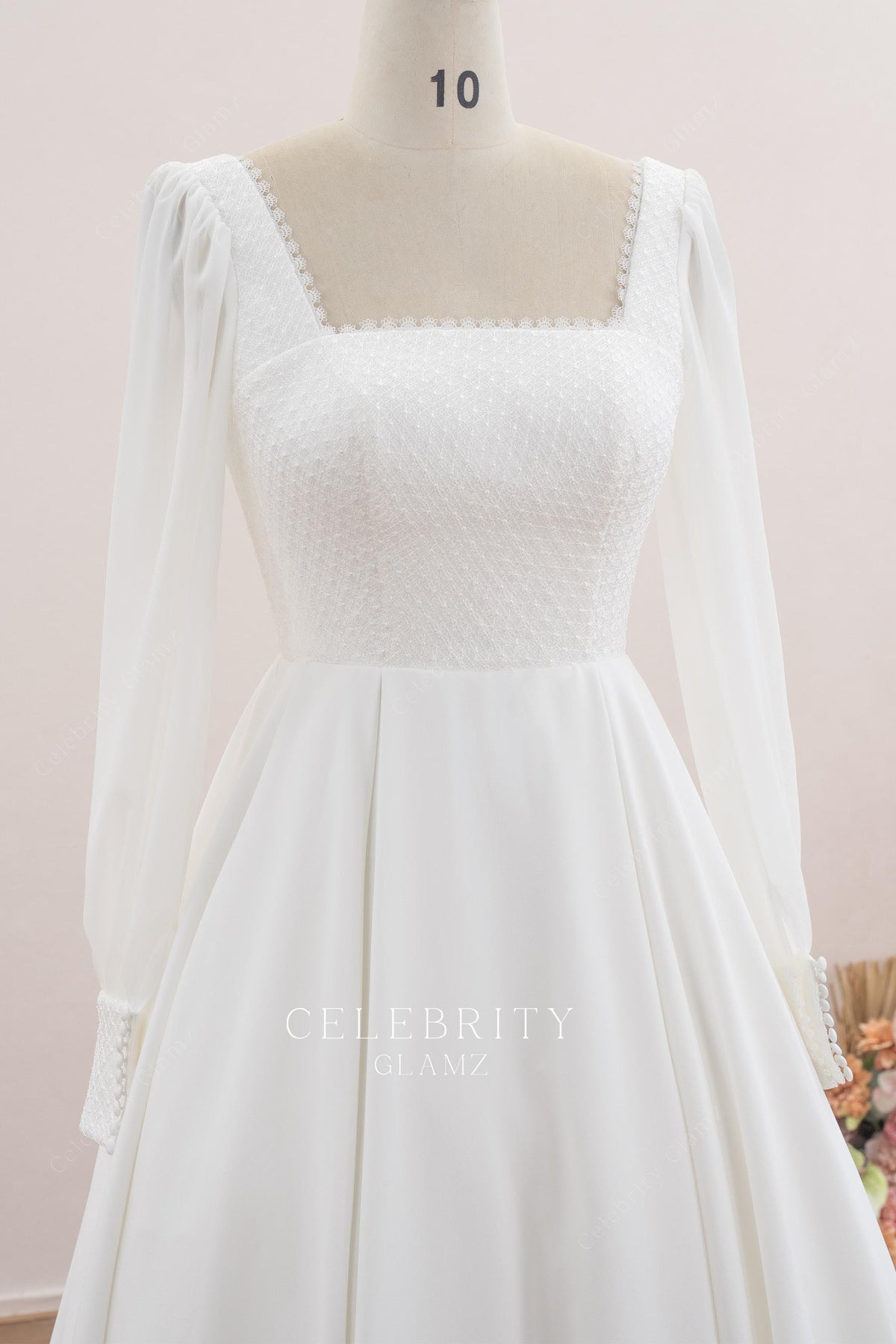 bishop long sleeves vintage bridal dress