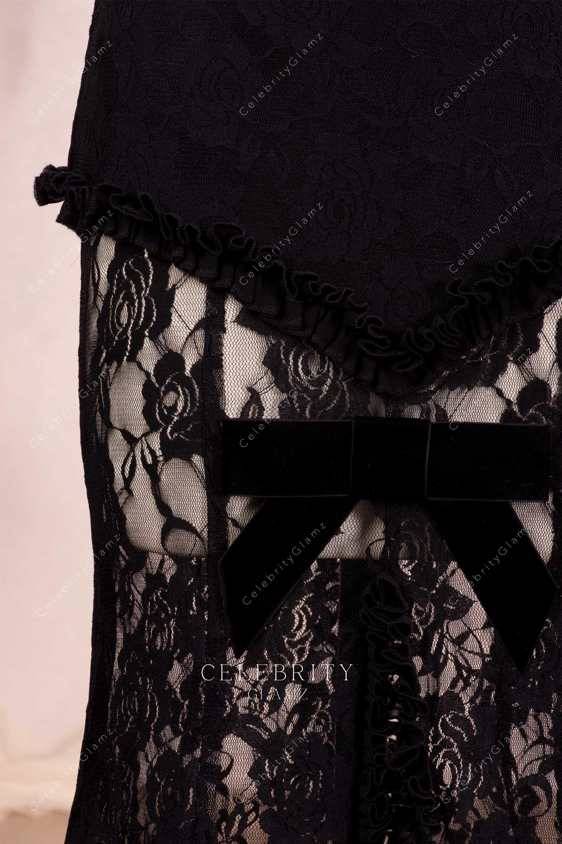 black bowknot celebrity dress