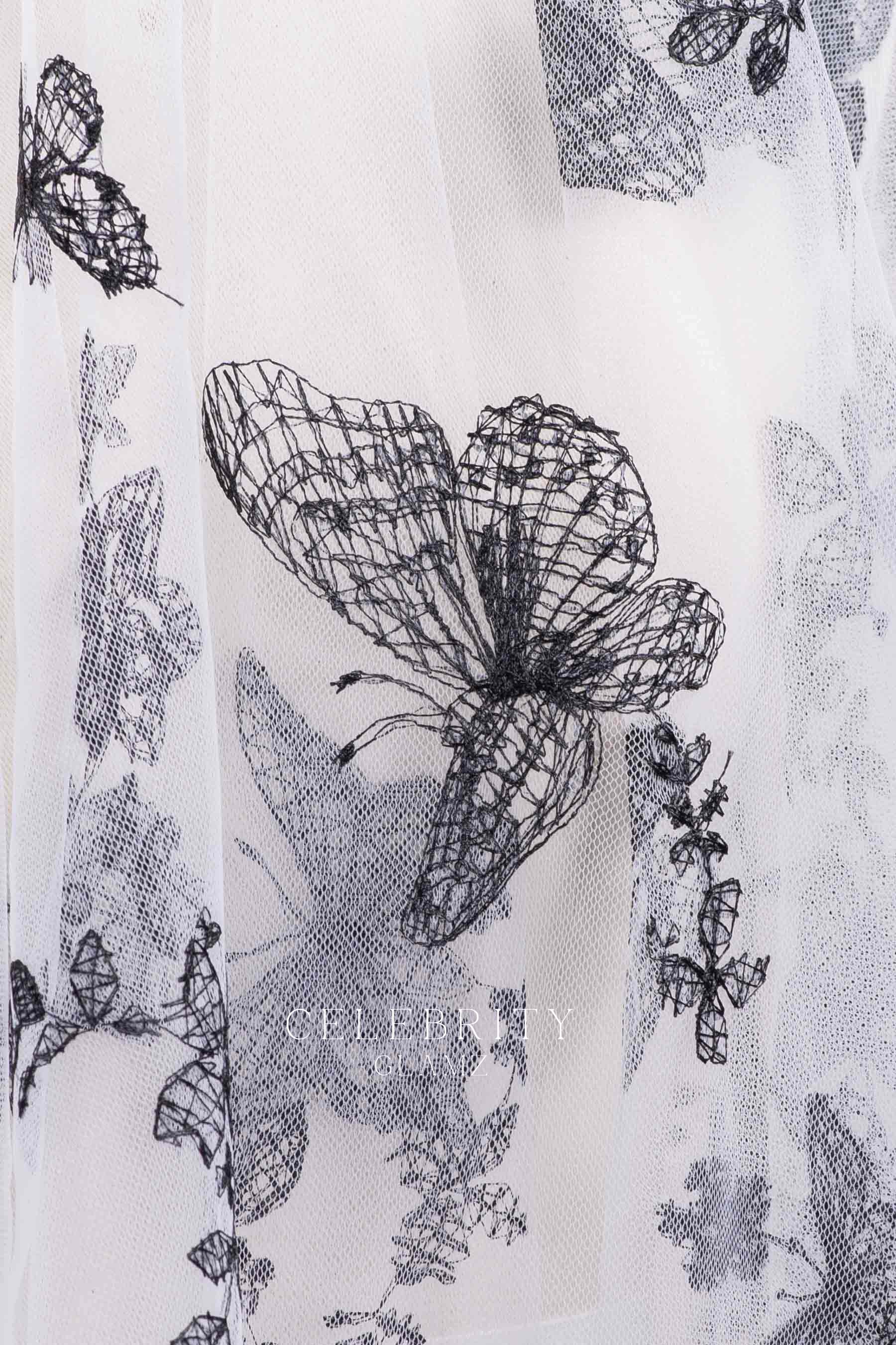 black butterfly lace appliques bridal veil