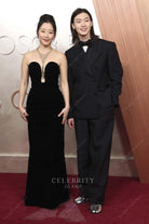 black Gia Kim 2025 strapless Oscars red carpe dress