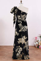 black gold floor length mother of bride dress