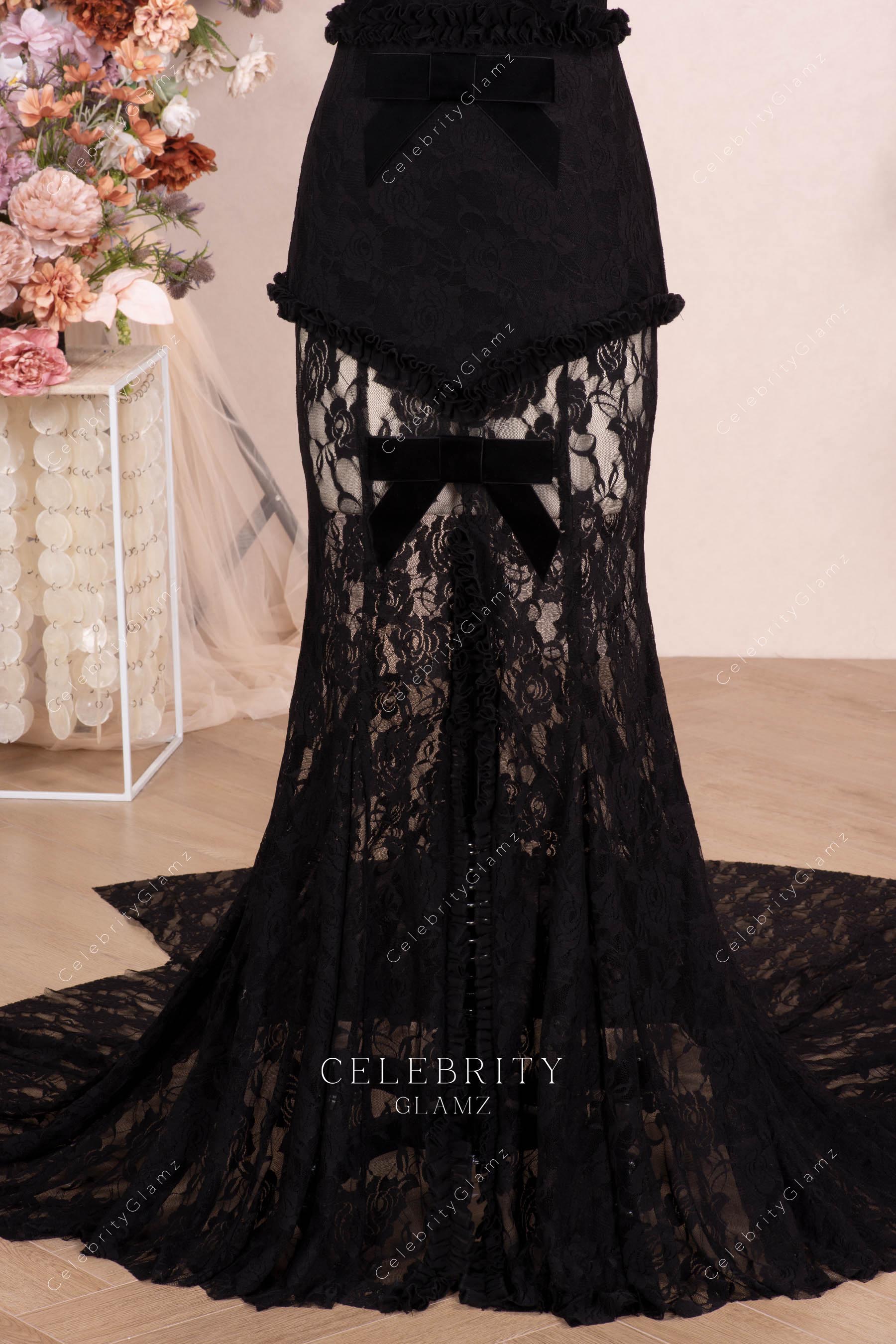 black illusion lace formal dress