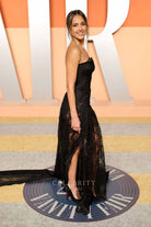 black Jessica Alba lace 2025 Vanity fair party prom a line dress 