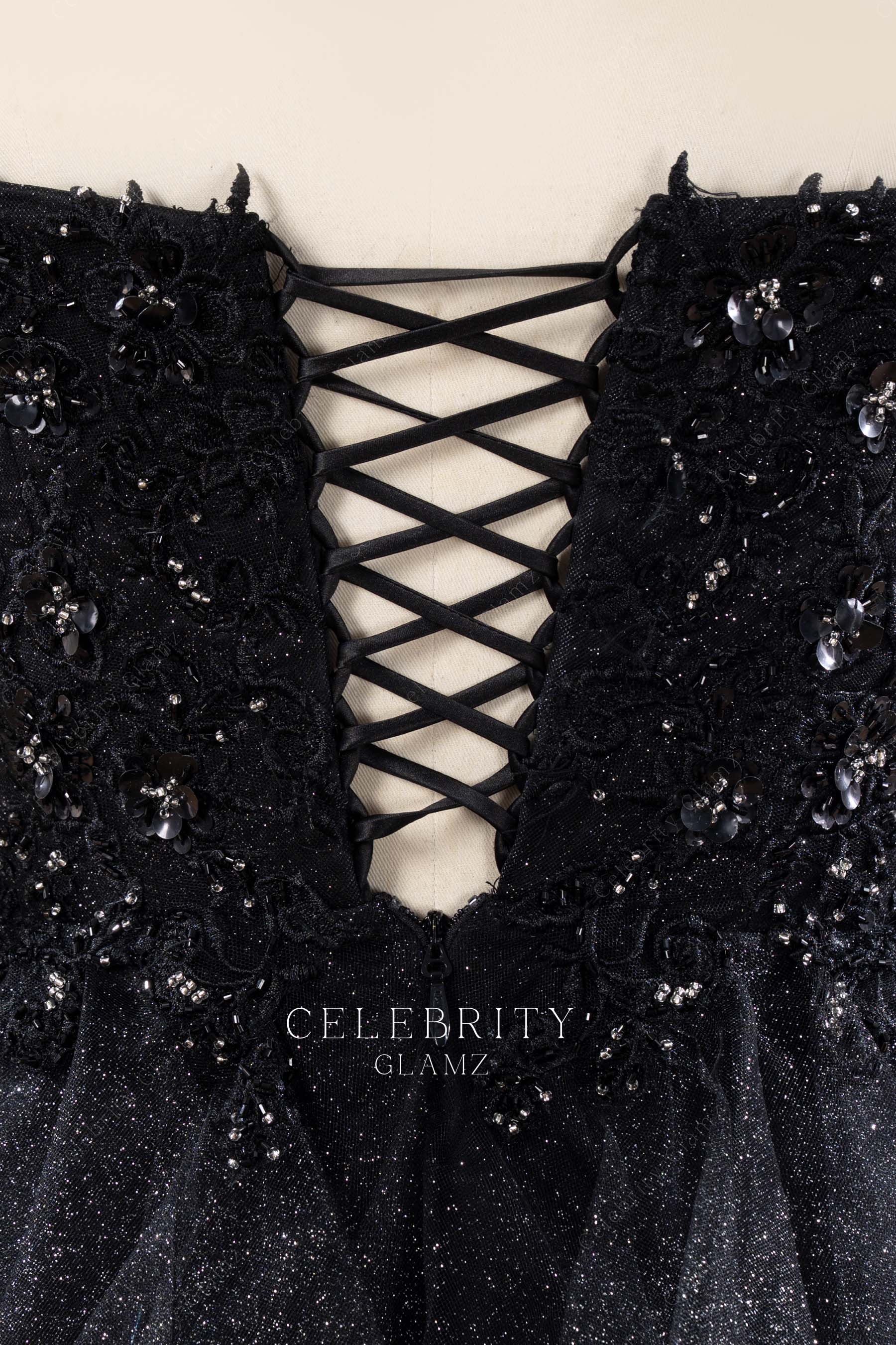 black strappy back wedding dress