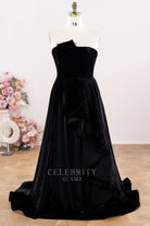 black velvet strapless formal dress