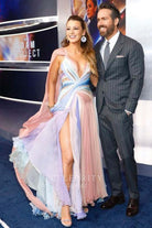 Blake Lively plunging neck prom dress the ADAM project premiere in nyc 2022