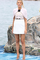 Blake Lively beaded short prom dress promoting new film the shallows 2016