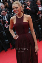 Blake Lively burgundy crew neck prom dress Cannes Film festival 2024