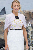 Blake Lively cape sleeves prom dress promoting new film the shallows 2016