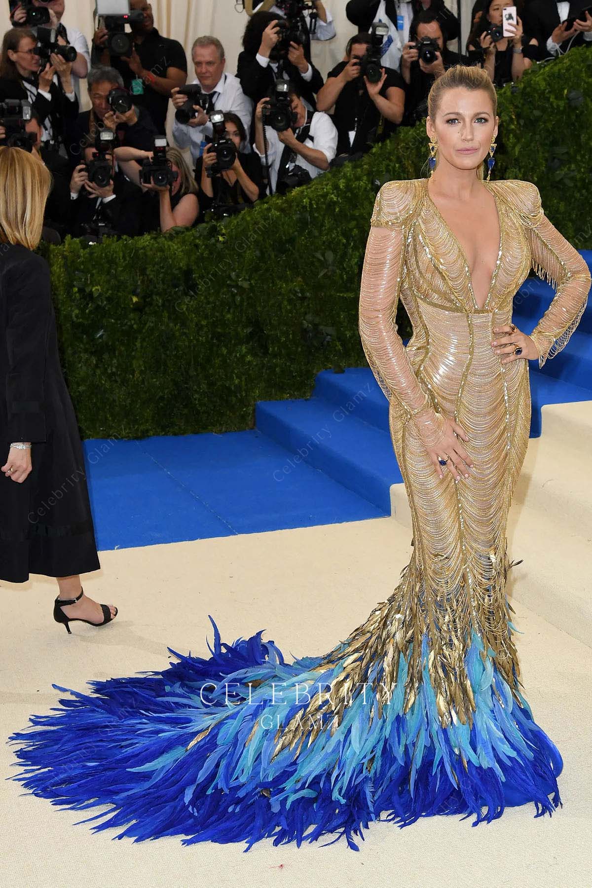 Blake Lively feathered train prom dress met gala 2017