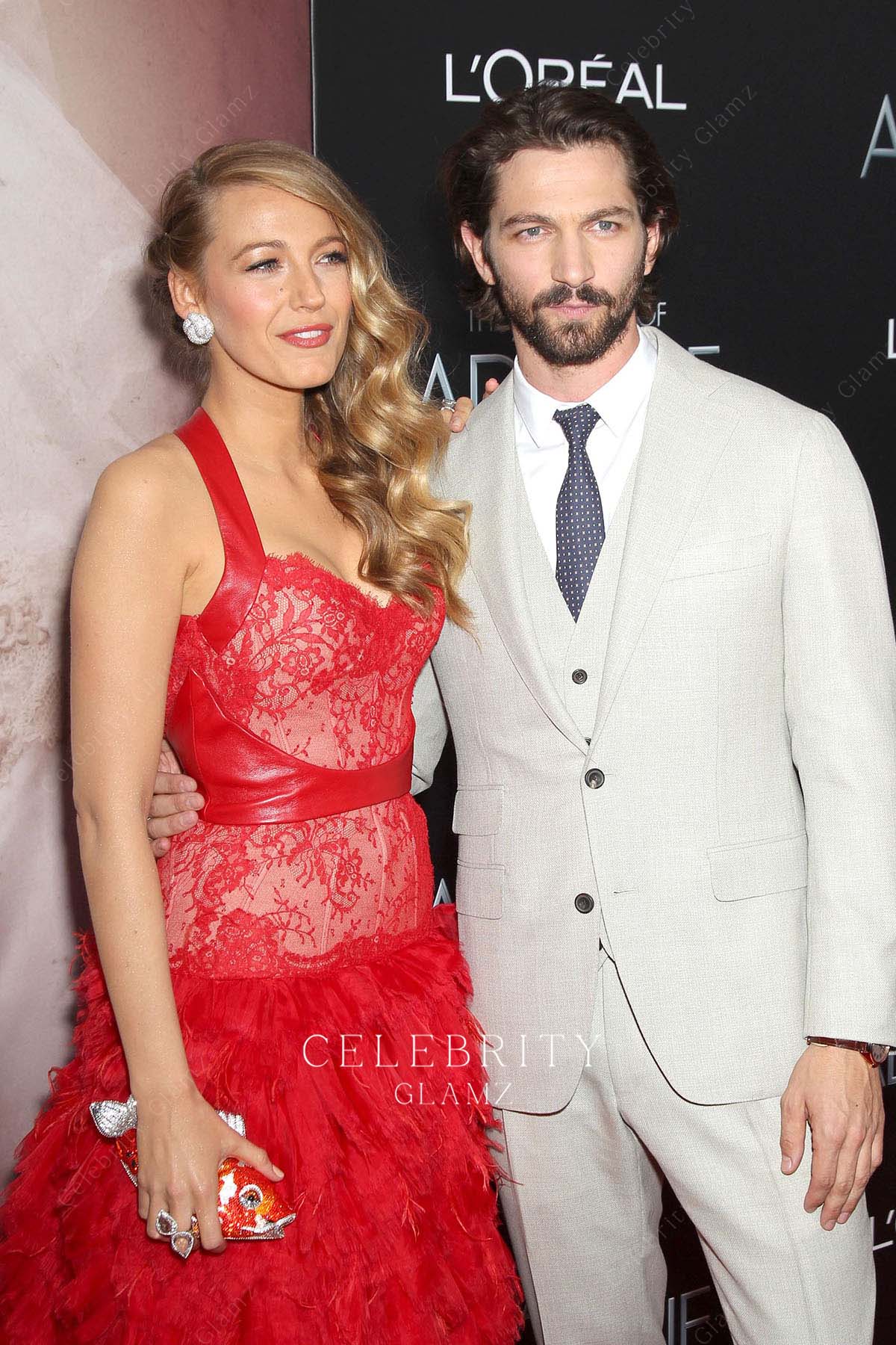Blake Lively red lace prom dress age of Adaline premiere 2015