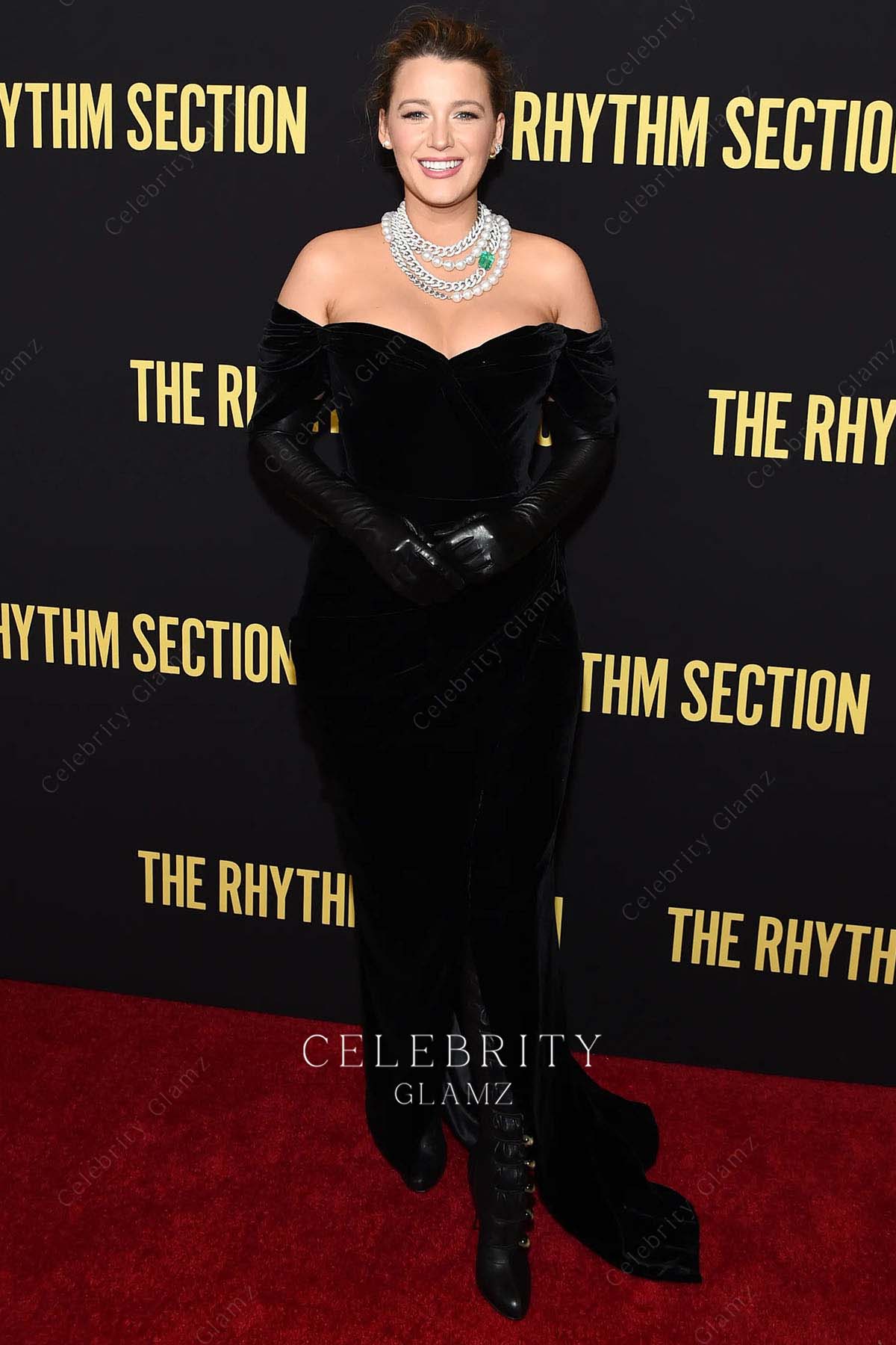 Blake Lively sweep train prom dress 2020 New York The Rhythm Section