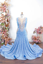 blue sequin mermaid prom dress