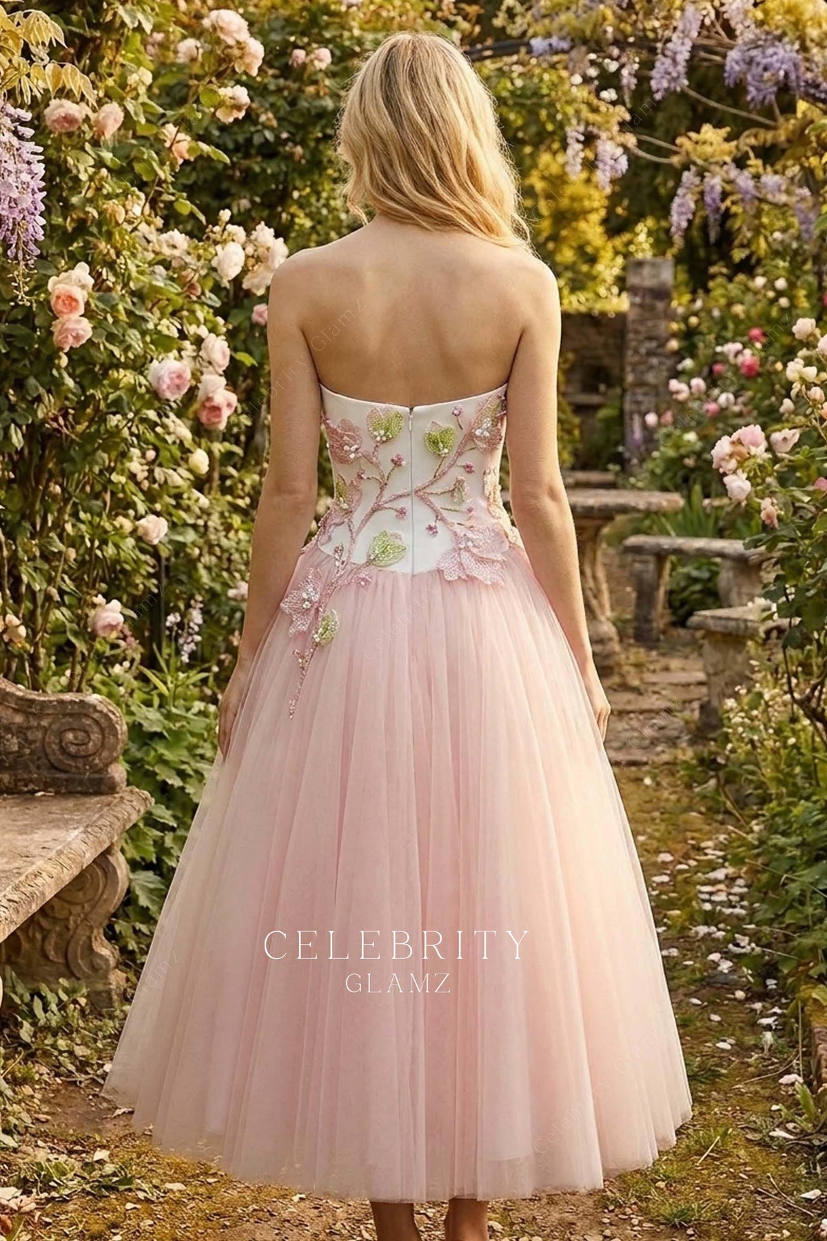 blush pink tulle a line wedding dress