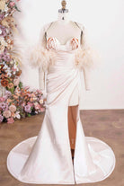 blushing pink mermaid formal dress 