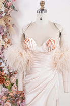 blushing pink sweetheart neck formal dress 