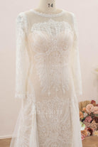 boho lace boat neck wedding dress