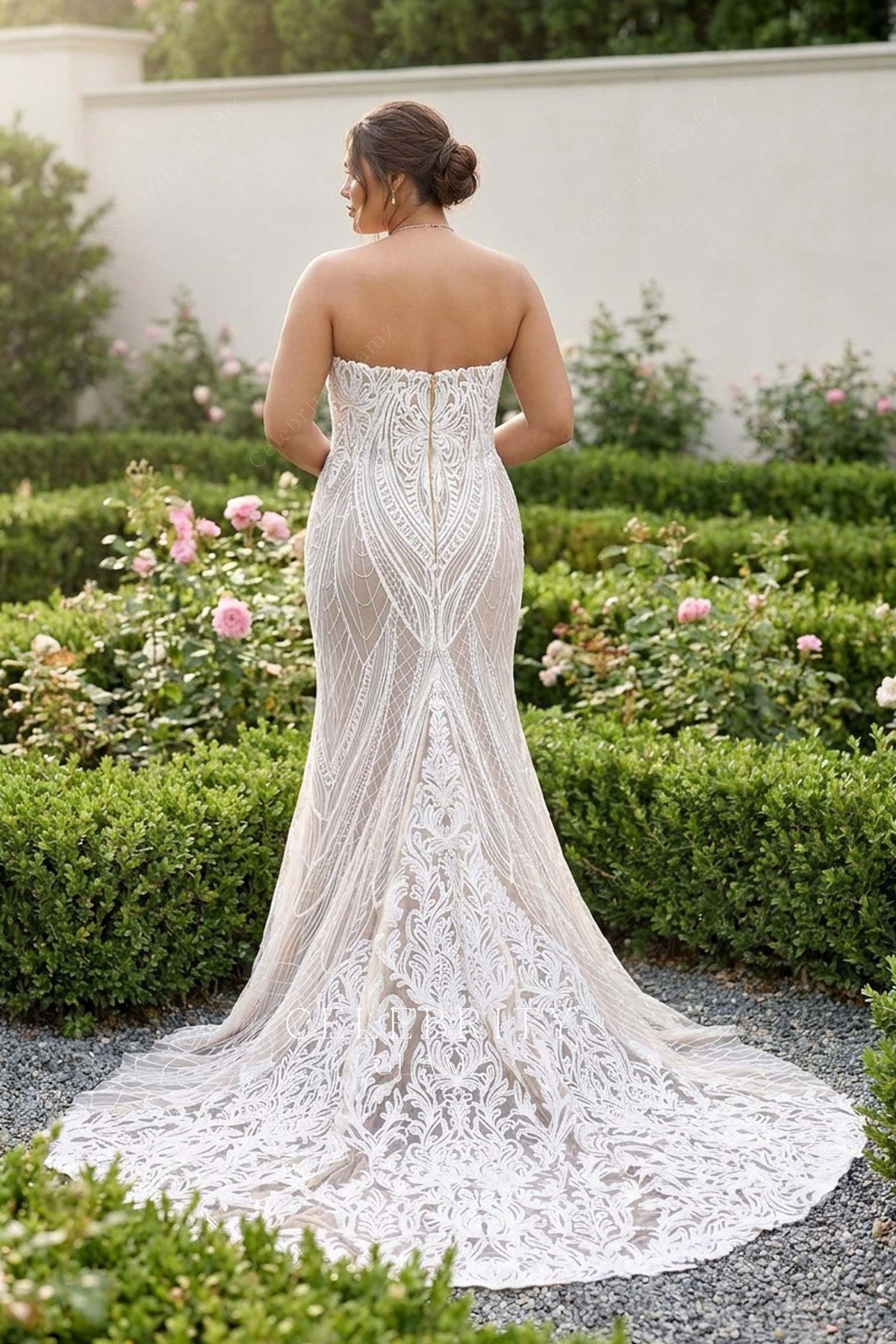 boho lace mermaid wedding dress
