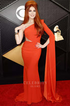 Bonnie McKee cape sleeve prom dress Grammys red carpet 2024