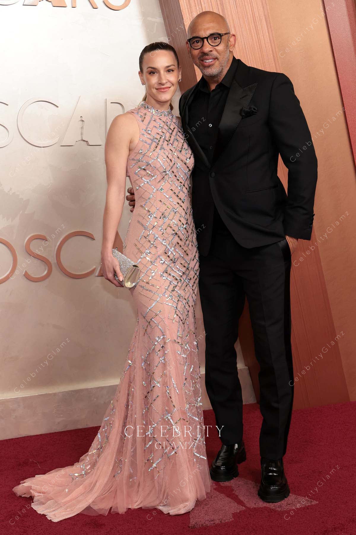 Britt Burton pink 2025 Oscars red carpet court train dress