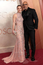 Britt Burton pink 2025 Oscars red carpet court train dress