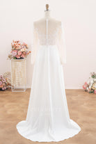 buttoned back a line wedding dress