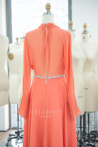 buttoned cuffs mother of bride dress