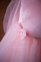 candy pink bowknot girl holiday a line dress
