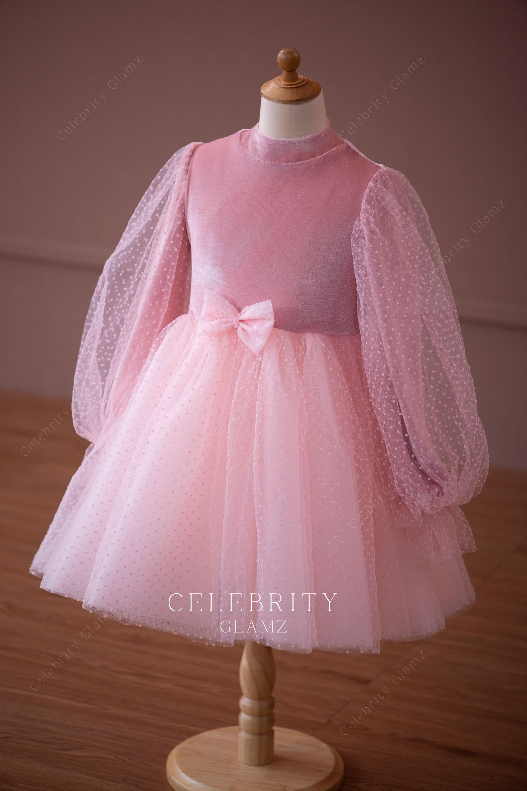 candy pink dot tulle little girl dress