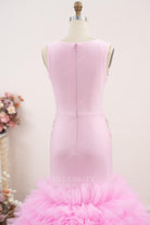 candy pink fitted trumpet prom dress